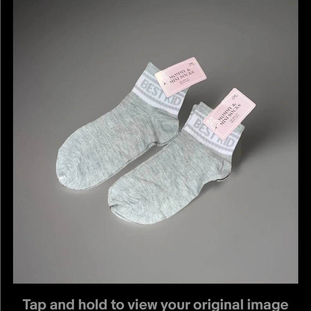 Ankle Socks With The Phrase “BEST KID” GRAY W/White Strips U Get 2 Pairs
